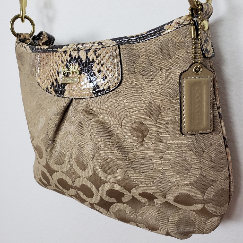 Coach Jacquard Logo Crossbody Purse Python Accent - image 3